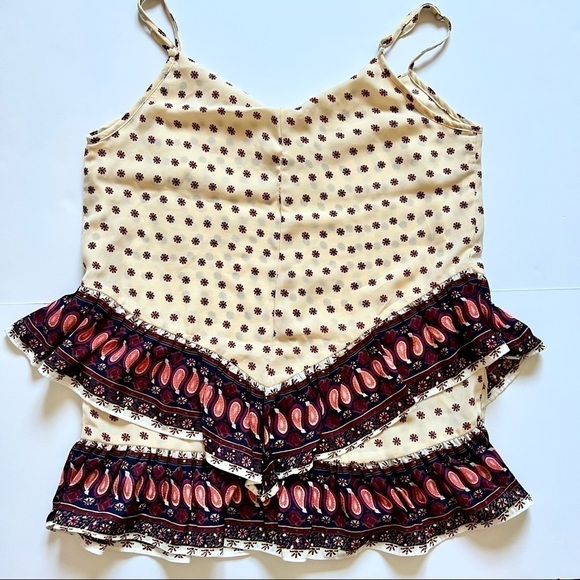 Anthropologie Maeve Tank Top Buteh Borders Paisley Ruffle Tiered Sz XS - Picture 5 of 7